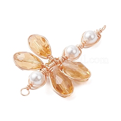 Breloques connecteurs en perles de verre libellule&nbsp;PALLOY-TA00315-04