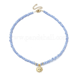 Collier pendentif en alliage avec chaînes de perles de graines de verre&nbsp;NJEW-JN04381