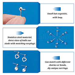 100 pieza de poste para pendientes con bola de acero inoxidable 304&nbsp;FIND-PH0006-65