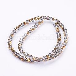 Fili di perline rondelle sfaccettate di vetro elettroplate&nbsp;EGLA-D020-3x2mm-14