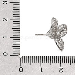 Fermoirs de boucles d'oreilles à clous en laiton sertis de micro-pavés de zircone cubique avec anneaux&nbsp;CU-CBA1682-05P