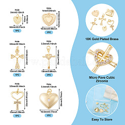 6pcs 6 styles pendentifs en laiton micro pavé de zircone cubique&nbsp;KK-TA0002-36
