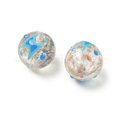 Brins de perles de verre sablées dorées et émaillées faites à la main lumineuses&nbsp;LAMP-U004-08C