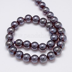 Galvanisieren Nachahmung Jade Glas runde Perlen Stränge&nbsp;EGLA-F037-10mm-M