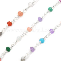 Chaînes de perles de jade teintes naturelles faites à la main de 3.28 pied&nbsp;X-CHC-F007-08S