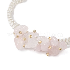 Handgefertigte Armbänder aus Glasperlen und natürlichen Rosenquarzsplittern für Frauen&nbsp;BJEW-MZ00225-03