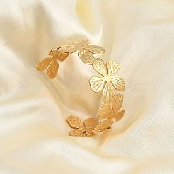 Offene Armreifen aus Edelstahl mit Blumenmotiv für Frauen&nbsp;BJEW-M313-05G