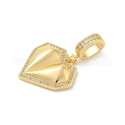 Messing Mikro Pflaster klar Zirkonia Herz europäischen baumeln Charms&nbsp;KK-U044-12G