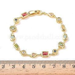 Messing Micro Pave bunte Zirkonia Gliederkettenarmbänder&nbsp;BJEW-G764-04G