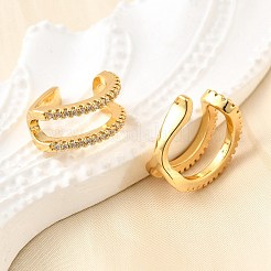 Orecchini a polsino in zircone chiaro con micro pavè di ottone&nbsp;EJEW-K309-12G