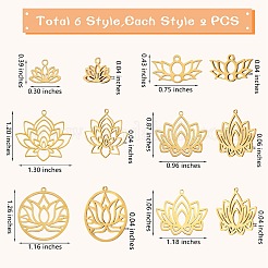 12 Stück 6 Stil Ionenbeschichtung (IP) 304 & 201 Edelstahl Charms&nbsp;STAS-SZ0002-52