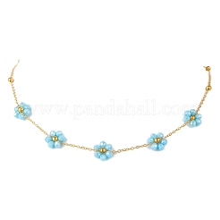 Ensembles de bracelets et colliers en verre fleuri pour femmes&nbsp;SJEW-JS01320