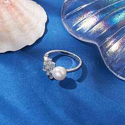 Runde Fingerringe aus Naturperlen&nbsp;RJEW-P113-12P