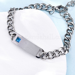 Pulseras de cadena de eslabones cubanos de acero inoxidable 201&nbsp;BJEW-B078-162P