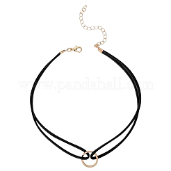 1 Stück doppellagige Choker-Halsketten aus Kunstwildleder mit Legierungsring für Damen&nbsp;NJEW-CL0001-32