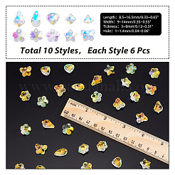 60 pendentif en verre à facettes de 10 styles.&nbsp;GLAA-GA0001-62