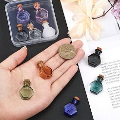 10 Stück 10 Farben Sechseck Puppenhaus Miniatur Glas Kork Flaschen Ornament&nbsp;AJEW-CA0003-49