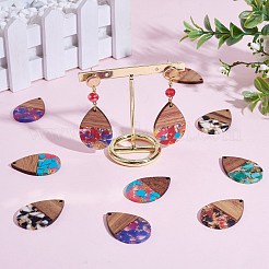16 pièces 8 styles pendentifs en résine transparente et bois de noyer&nbsp;RESI-SZ0001-78