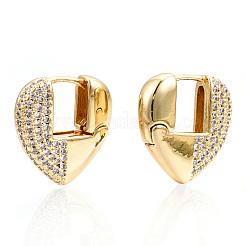 Aretes de aro con corazón de circonitas cúbicas transparentes&nbsp;EJEW-F304-03G