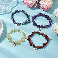 12 Stück 12 Stile Konstellationen Wächter Edelstein Stretch-Armbänder&nbsp;BJEW-JB11147