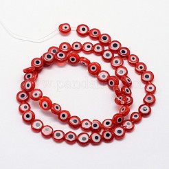 Handmade bösen Blick lampwork flache runde Perle Stränge&nbsp;LAMP-L058-6mm-06