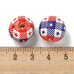 Perles européennes en bois imprimées&nbsp;WOOD-G022-07B