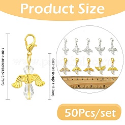 50 pièce de décorations suspendues en verre et alliage de style 5&nbsp;HJEW-FS00076