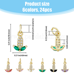 24 breloque en laiton micro pavé de zircones cubiques&nbsp;KK-DC0003-75