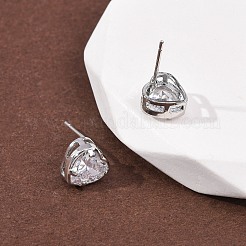Boucles d'oreilles en laiton zircon cubique micro pavé clair&nbsp;EJEW-C174-02A-P