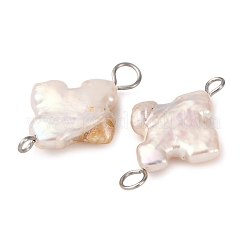 Natürliche barocke Keshi-Perlen-Kreuz-Verbinder-Charms&nbsp;PALLOY-JF04208-01