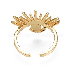 Klarer Zirkonia böser Blick weit offener Manschettenring mit Emaille für Damen&nbsp;RJEW-N035-098C
