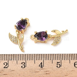 Pendentifs avec zircon cubiques à micro-pavés en laiton&nbsp;KK-D504-09A-G