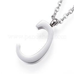 Collane con ciondolo iniziale in acciaio inossidabile 304 anti-ossidazione&nbsp;NJEW-P151-C-P
