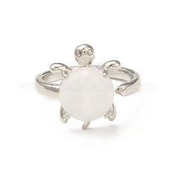 Anello a polsino aperto con tartaruga in cristallo di quarzo naturale&nbsp;RJEW-P082-01P-27