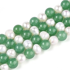 Perles de pomme de terre rainurées en jade blanc naturel teinté et perles d'eau douce de culture naturelles&nbsp;PEAR-N019-02