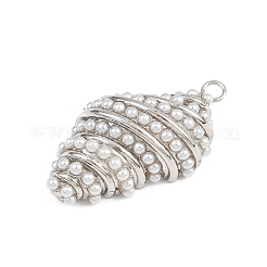 Muschelförmige Anhänger aus Messing mit Kunstperlen&nbsp;KK-I352-04D-P