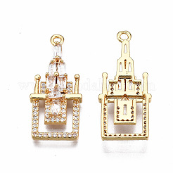 Pendenti in zirconi cubici trasparenti in micro pavè di ottone&nbsp;KK-T063-81G-NF