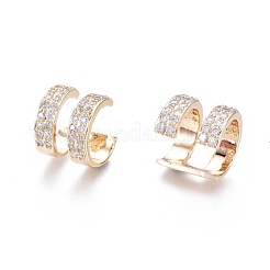 Latón micro pave pendientes de gemelos de circonio cúbico transparente&nbsp;EJEW-I249-07G
