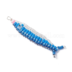Pendenti con perline di semi di vetro con filo di rame raffiguranti saury del Pacifico&nbsp;PALLOY-MZ01105-01