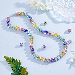 56 Stück 7 Farben leuchtende handgemachte Goldsand-Bunte Malerei-Perlen&nbsp;LAMP-GA0001-14