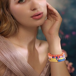 Ensemble de bracelets extensibles en perles de verre et jaspe impérial synthétique 8pcs 6 styles&nbsp;BJEW-SW00086-02