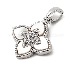 Pendentifs en coquillage naturel et zircon cubique transparent&nbsp;KK-G553-13P