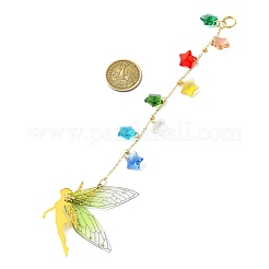 Décoration pendentif fée en laiton et résine époxy transparente&nbsp;HJEW-JM02635-01