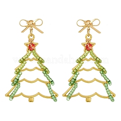 Weihnachtsbaum-Ohrstecker aus Messing&nbsp;EJEW-MZ00496-03