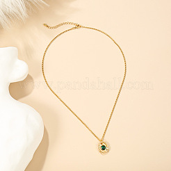 Colliers pendentifs en laiton pavé de zirconiums cubiques verts&nbsp;WG13E8C-01