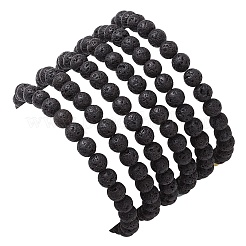 5 set di braccialetti elastici con perline rotonde in pietra preziosa naturale per donna&nbsp;BJEW-JB10981