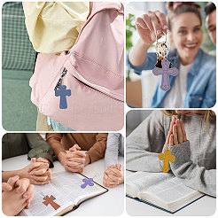 36 Stück 12 Stile unfertiger Holzkreuz-Schlüsselanhänger&nbsp;DIY-GL0006-34