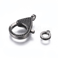 Messing-Mikro pflastern Zirkonia Karabinerverschlüsse&nbsp;ZIRC-F109-07B
