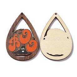 Grandi ciondoli in legno di pioppo stampato a faccia singola a tema halloween&nbsp;WOOD-G015-05K