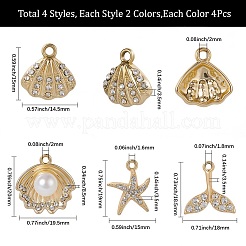 32 stücke 8 stile legierung strass anhänger&nbsp;FIND-SC0016-46